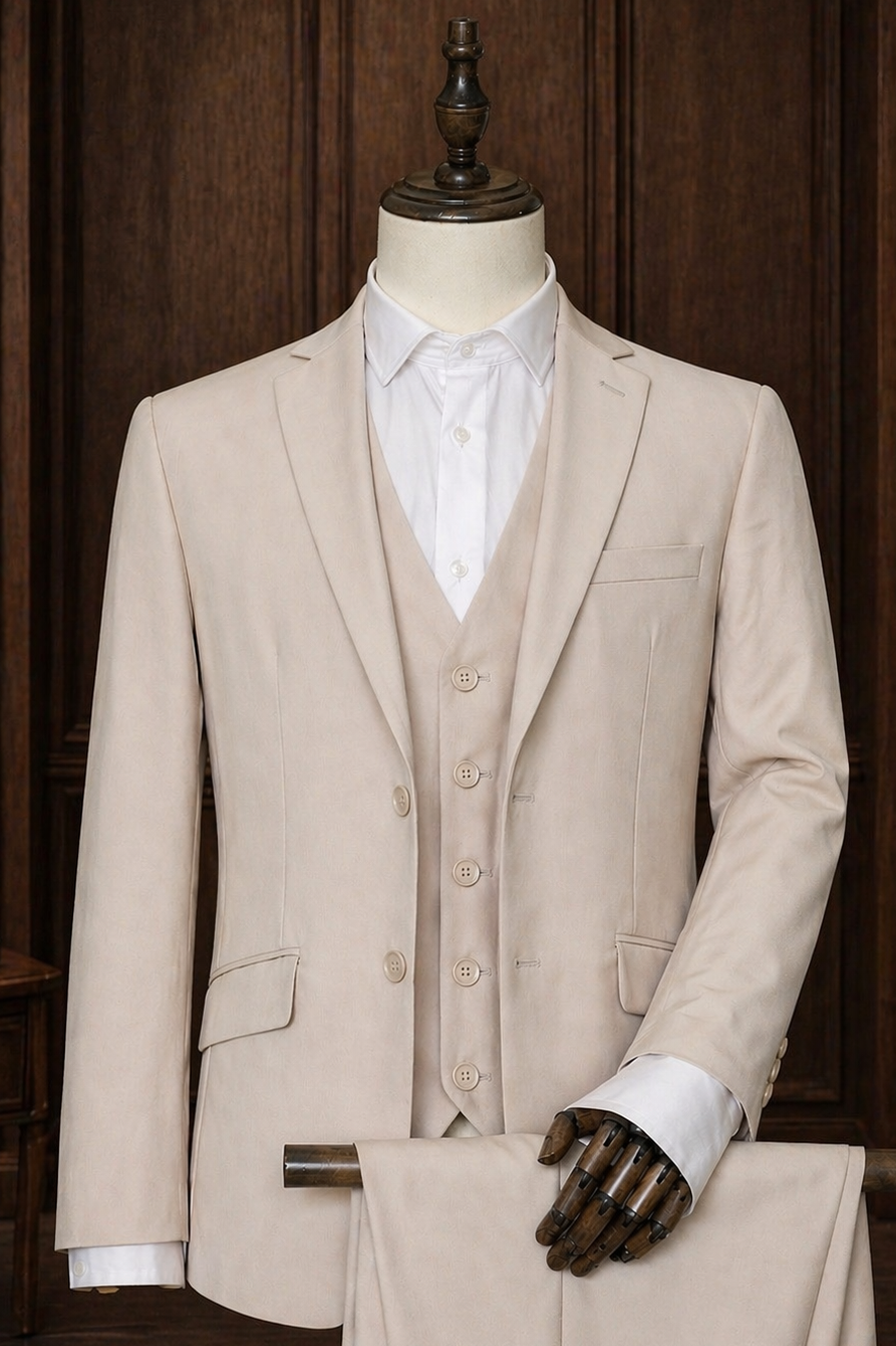 Beige Classic Fit Suit